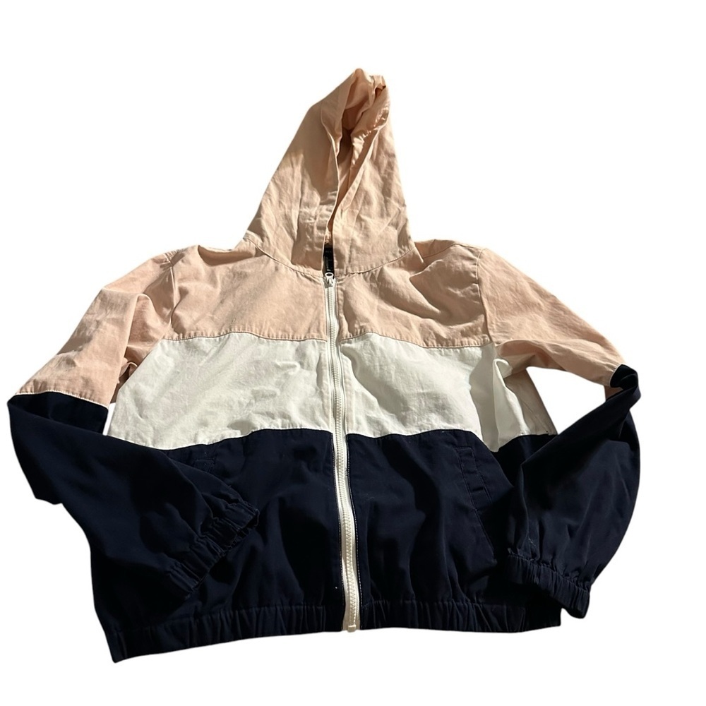 Forever 21 Colorblock Hooded Jacket - Pink, White, and Blue